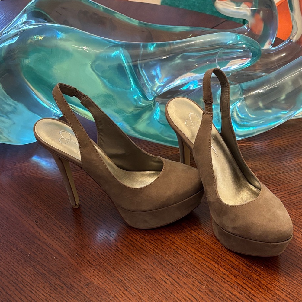 Jessica Simpson Taupe Slingback Heels